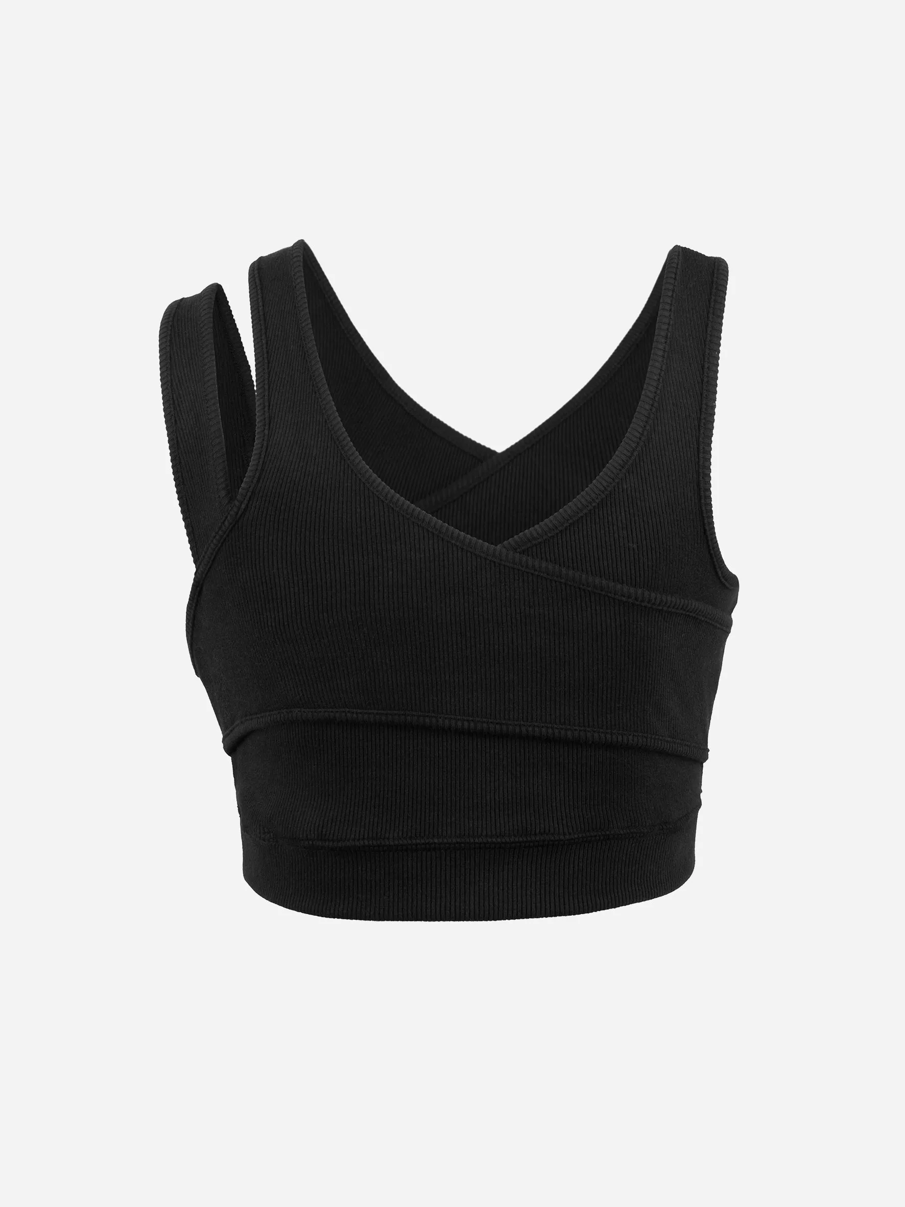 004 - Arc Layered Asymmetric Strap Sporty Bra