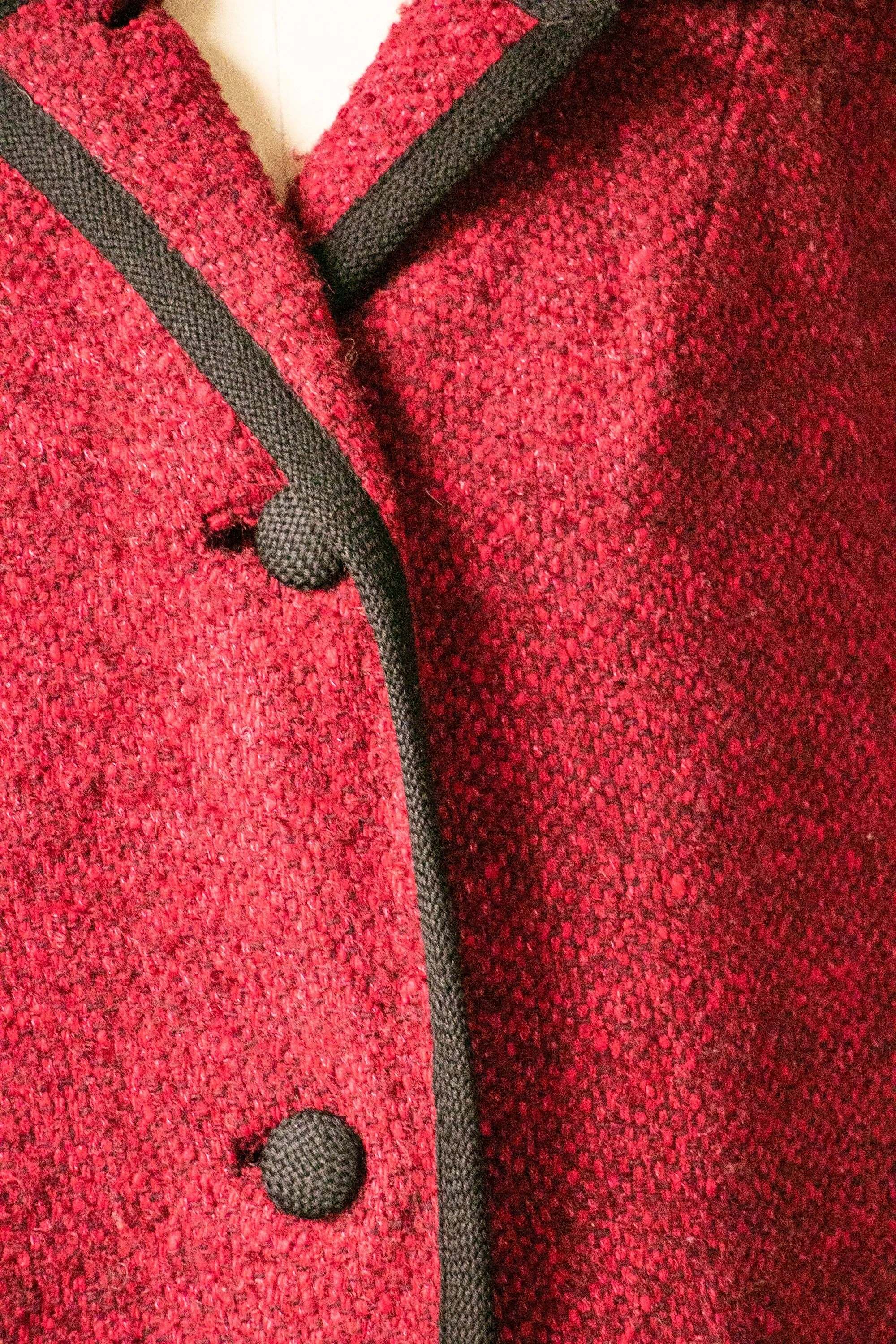 1960s Coat Raspberry Wool Boucle S