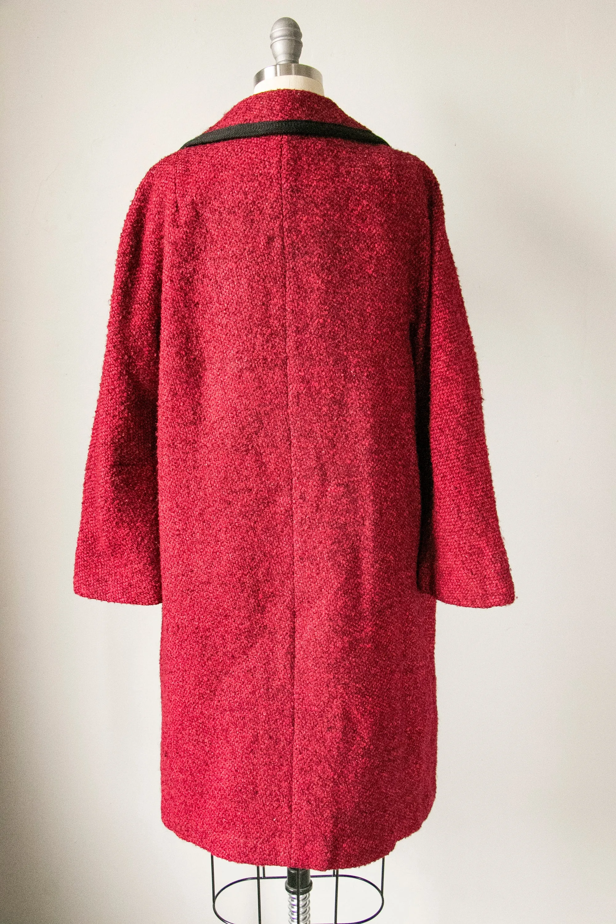 1960s Coat Raspberry Wool Boucle S