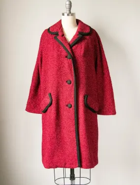 1960s Coat Raspberry Wool Boucle S