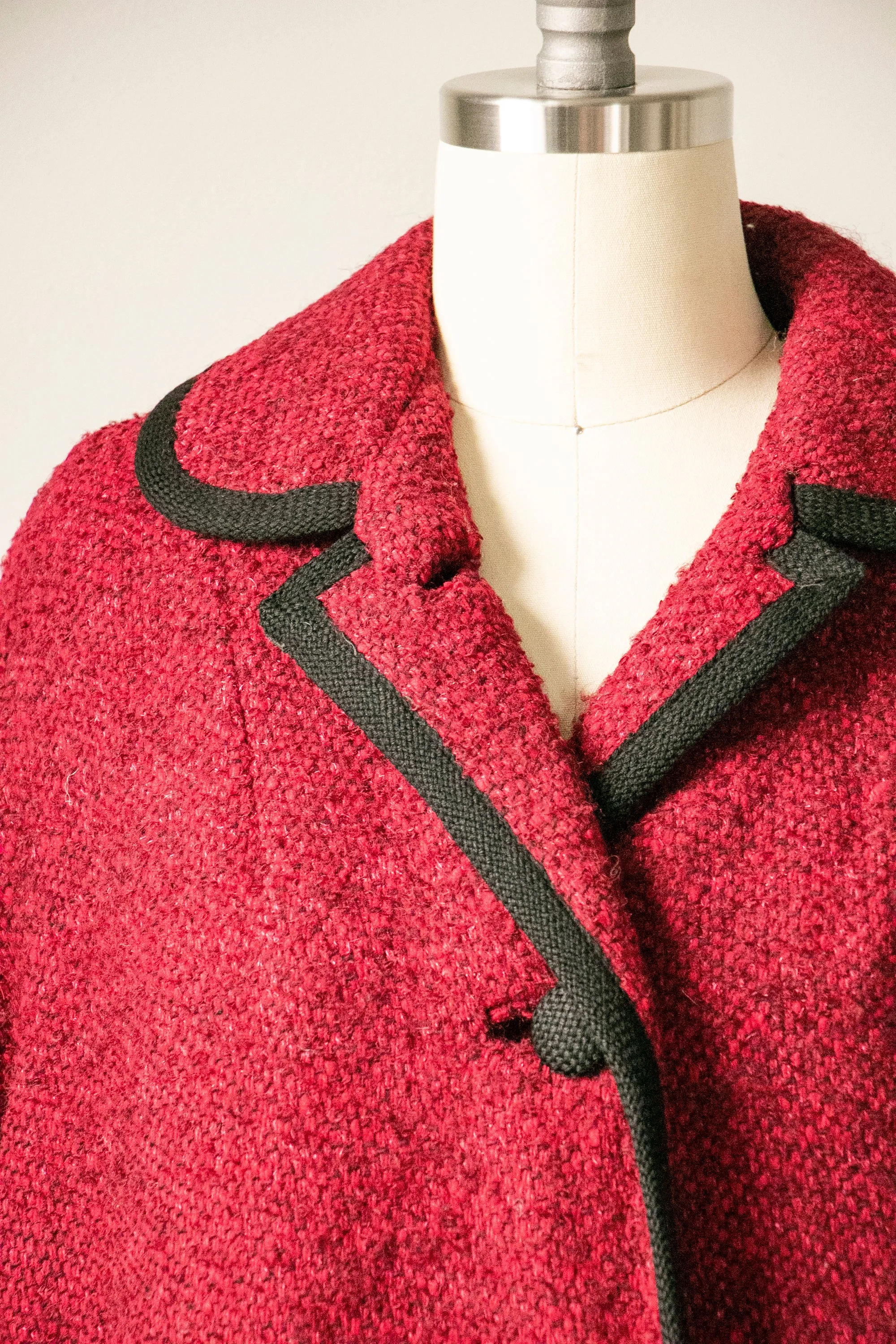 1960s Coat Raspberry Wool Boucle S