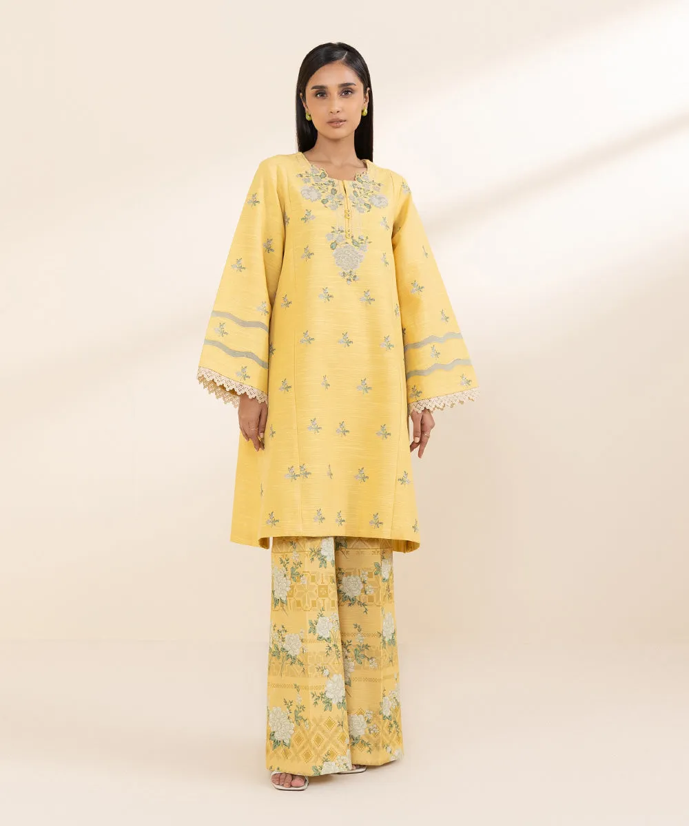 2 Piece - Embroidered Light Khaddar Suit