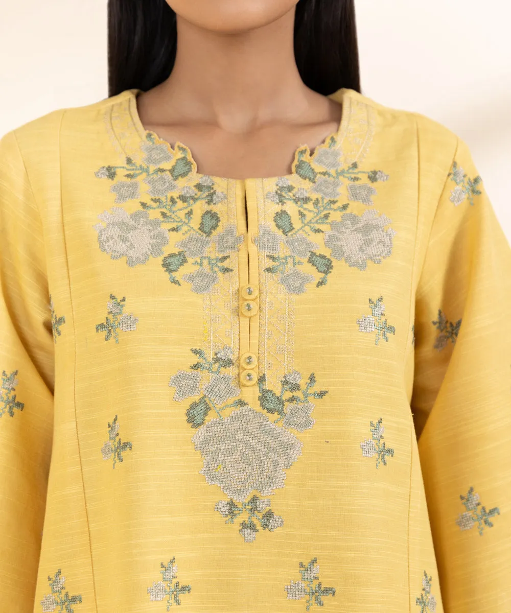 2 Piece - Embroidered Light Khaddar Suit