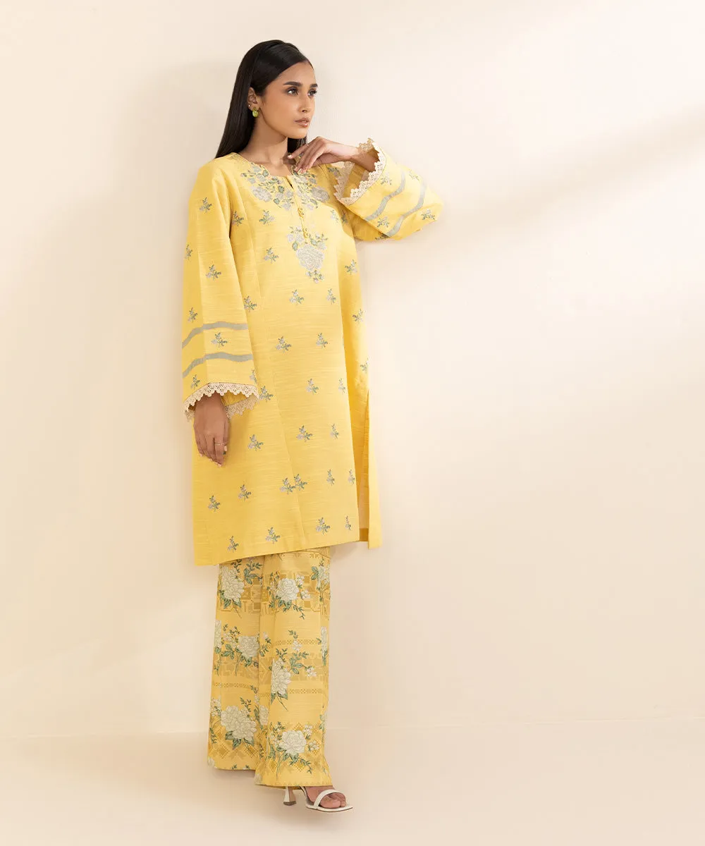 2 Piece - Embroidered Light Khaddar Suit