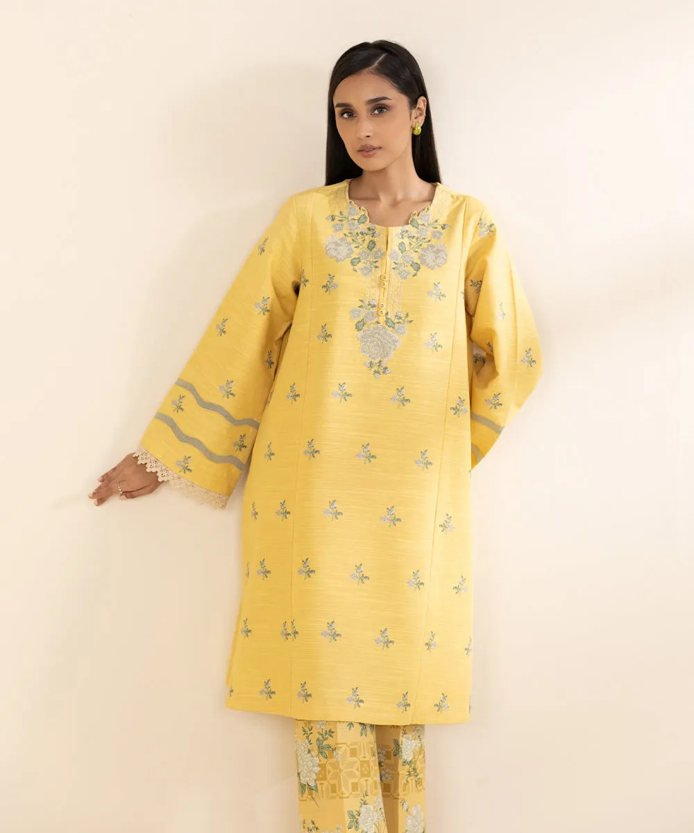 2 Piece - Embroidered Light Khaddar Suit