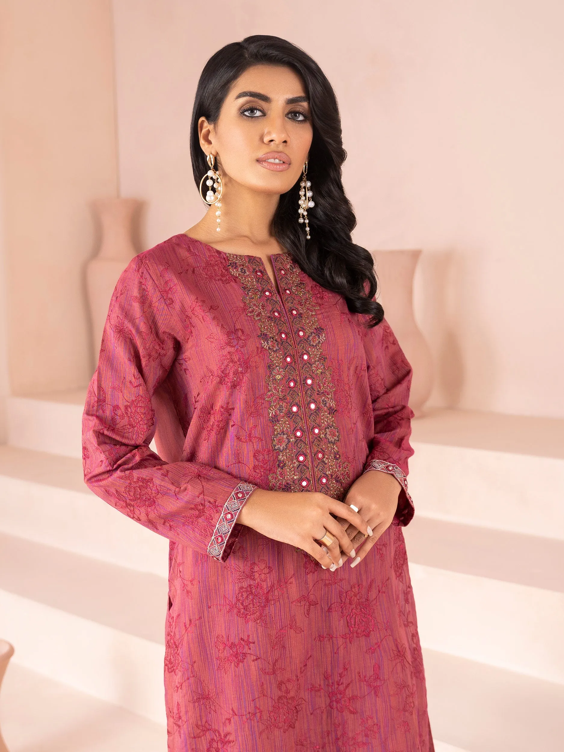 2 Piece Embroidered Yarn Dyed Suit