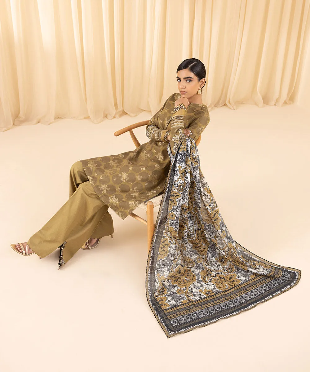 3 Piece -  Embroidered Jacquard Suit