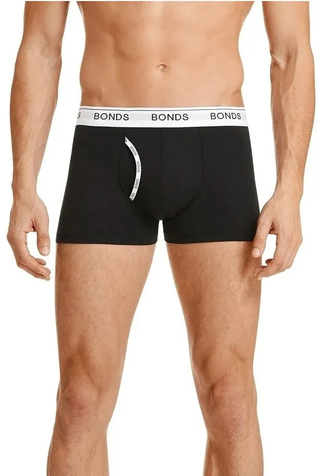 3 x Bonds Guyfront Trunk Mens Underwear Undies Black/White