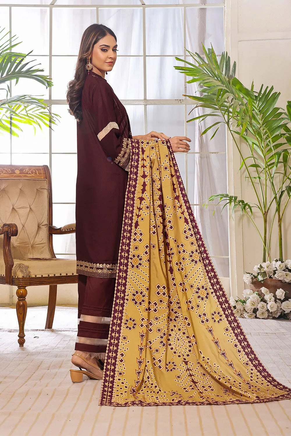 3PC Unstitched Embroidered Jacquard Linen Suit KJE-2281