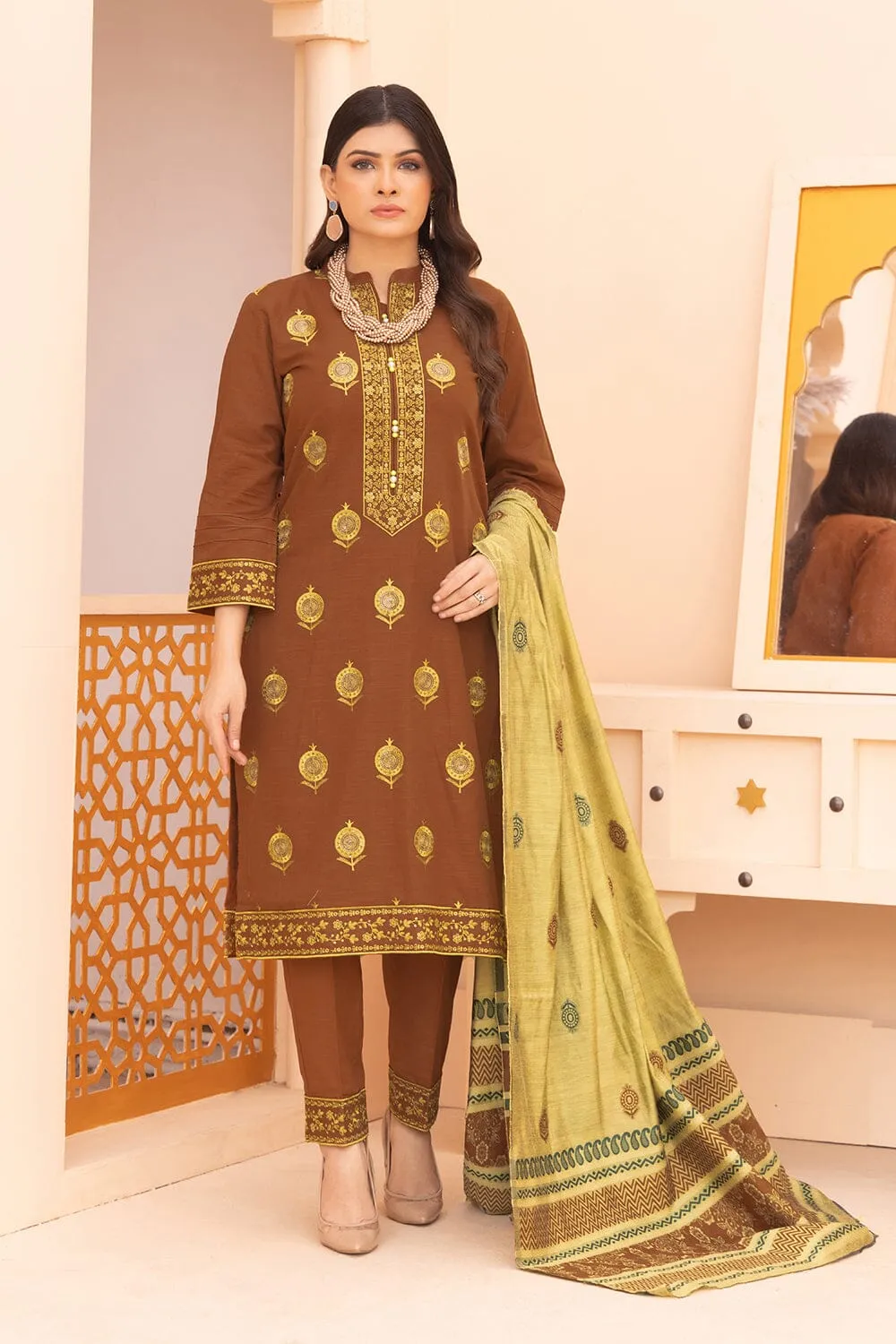 3PC Unstitched Embroidered Khaddar Suit KKE-2271