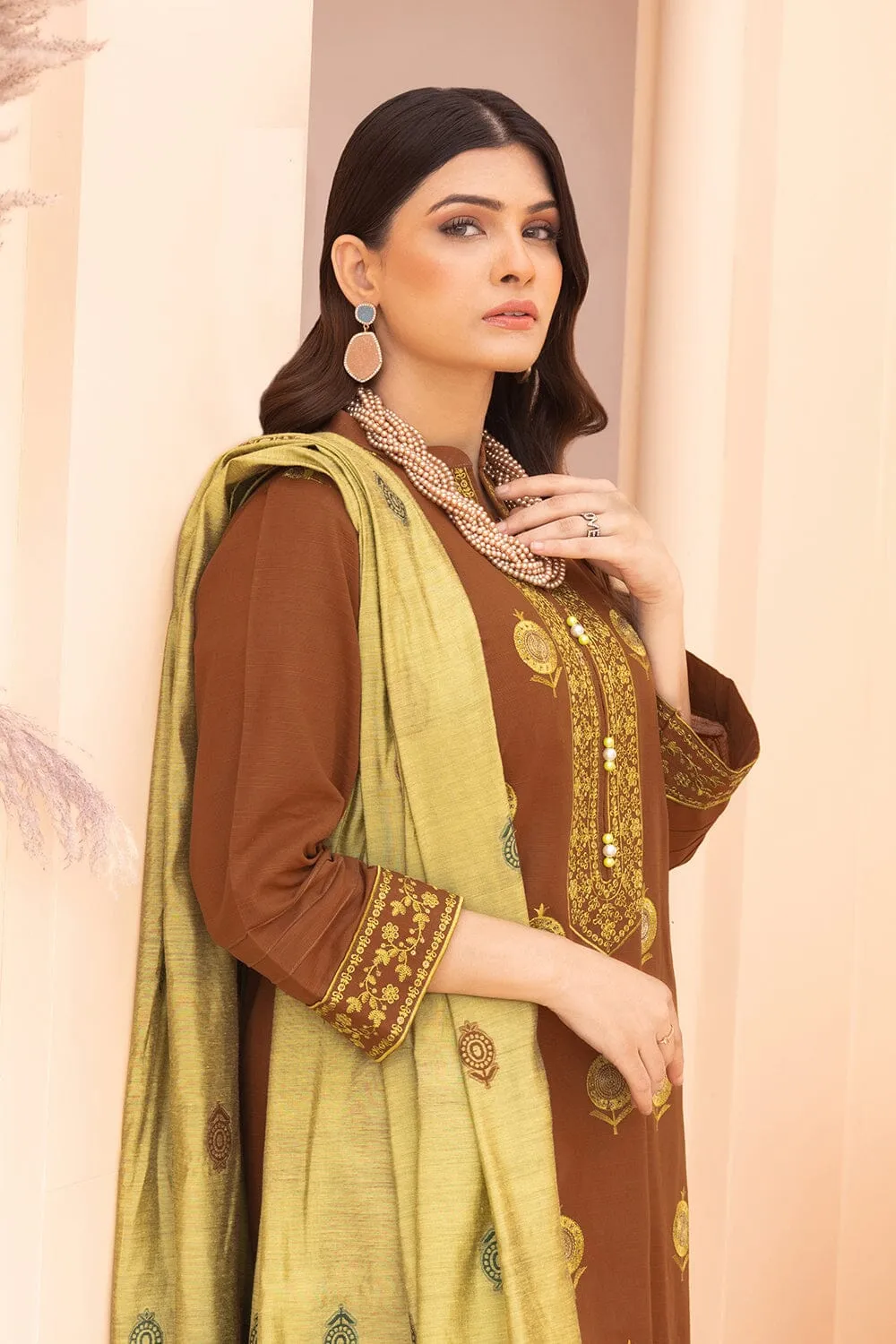 3PC Unstitched Embroidered Khaddar Suit KKE-2271