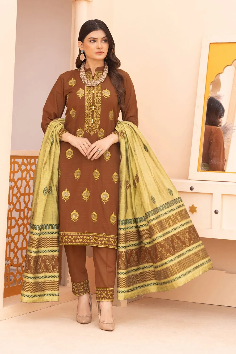 3PC Unstitched Embroidered Khaddar Suit KKE-2271