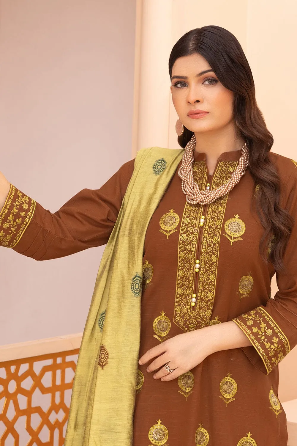 3PC Unstitched Embroidered Khaddar Suit KKE-2271