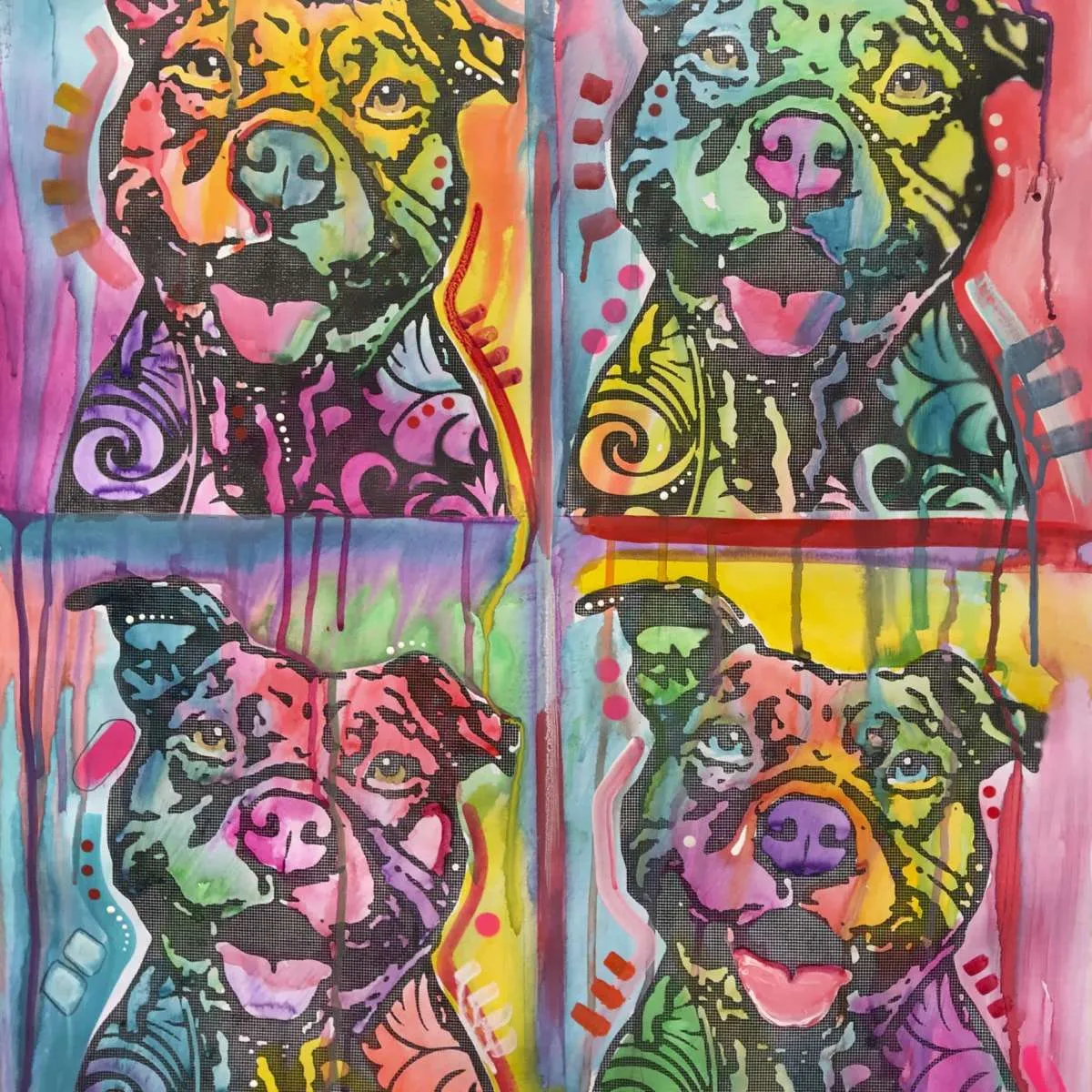 4 Happy Pitties Wall Art