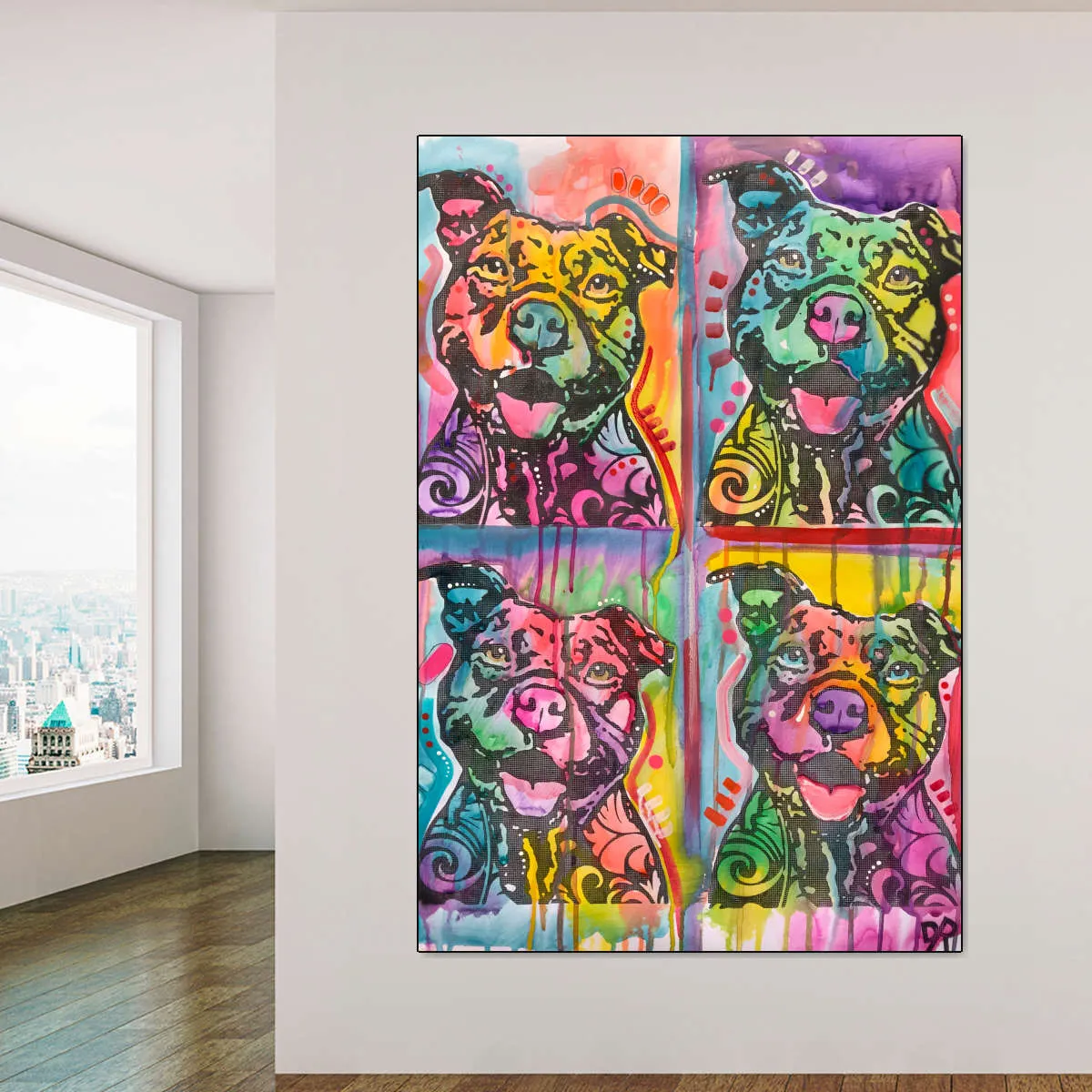 4 Happy Pitties Wall Art