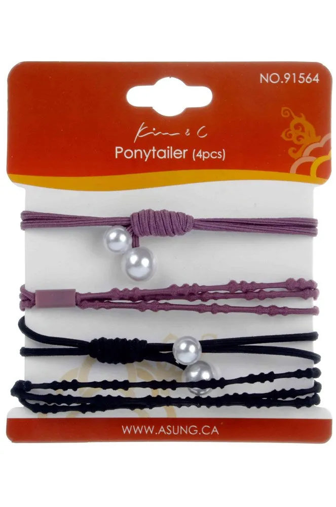 4pcs Fashion Hair Ponytailer - Black & Burgundy #91564