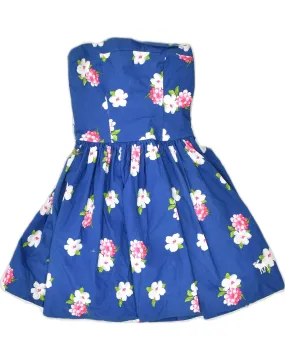 ABERCROMBIE & FITCH Womens Strapless Dress UK 4 XS Blue Floral Cotton