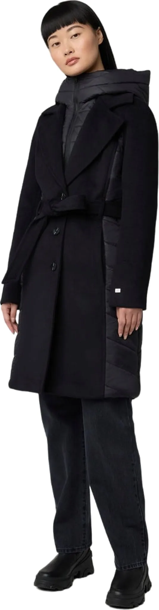 Adeline Slim-Fit Mixed Media Wool Coat with Removable Bib and Hood - Women's|-|Manteau ajusté en laine mixte avec plastron et capuchon amovibles Adeline - Femme