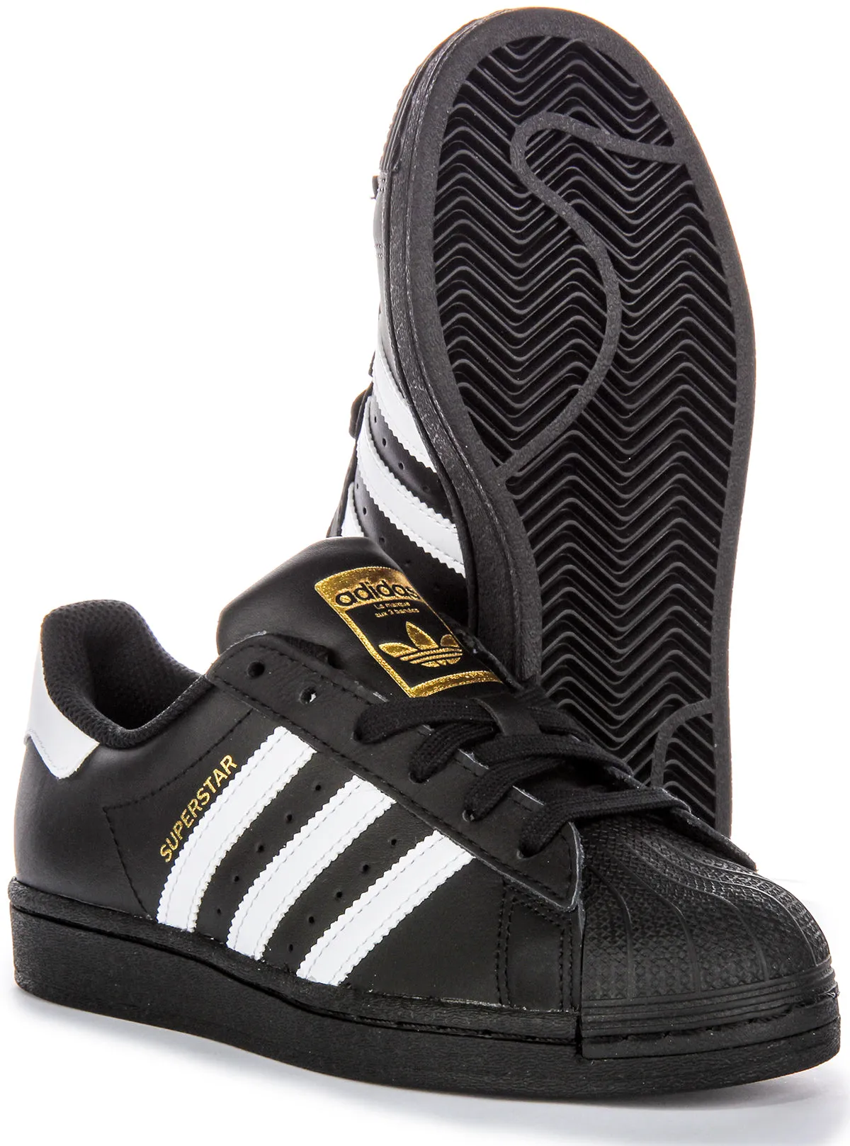 Adidas Superstar J In Black White For Youth