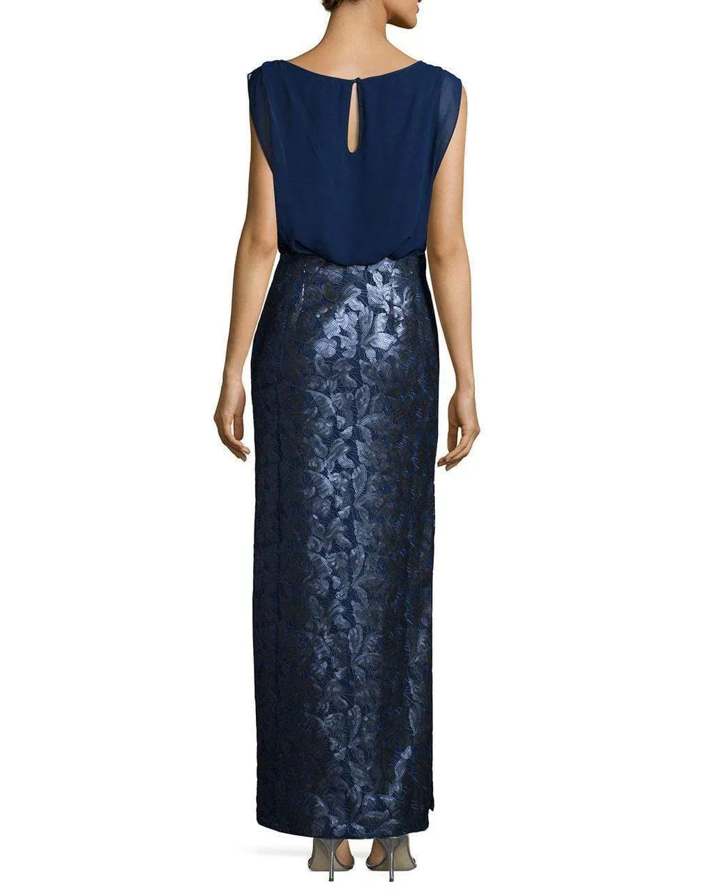 Aidan Mattox - Embellished Bateau Sheath Gown 251704850 - 1 pc Navy In Size 14 Available