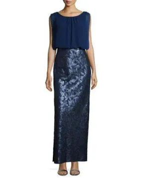 Aidan Mattox - Embellished Bateau Sheath Gown 251704850 - 1 pc Navy In Size 14 Available