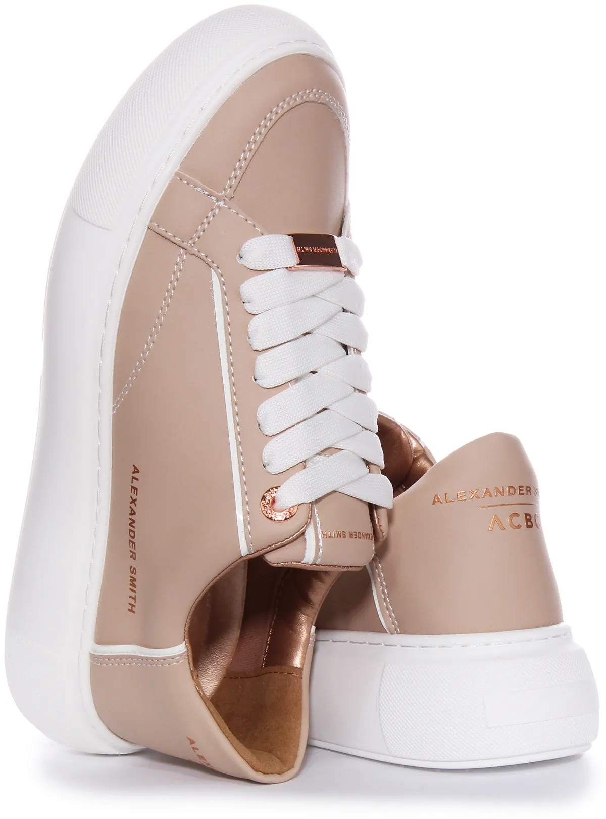 Alexander Smith Platform Trainers In Camel For Women