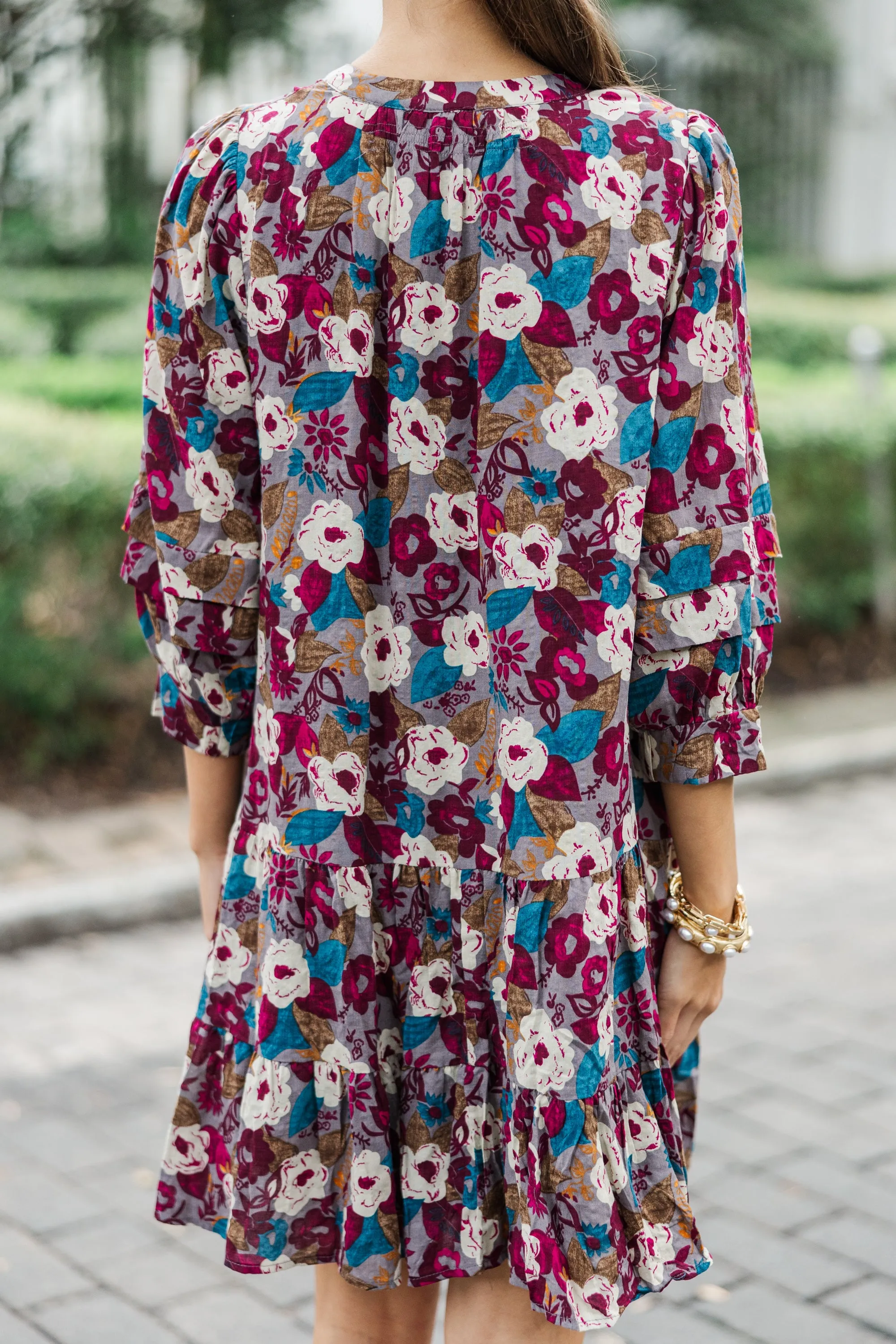 All Better Burgundy Red Floral Dress