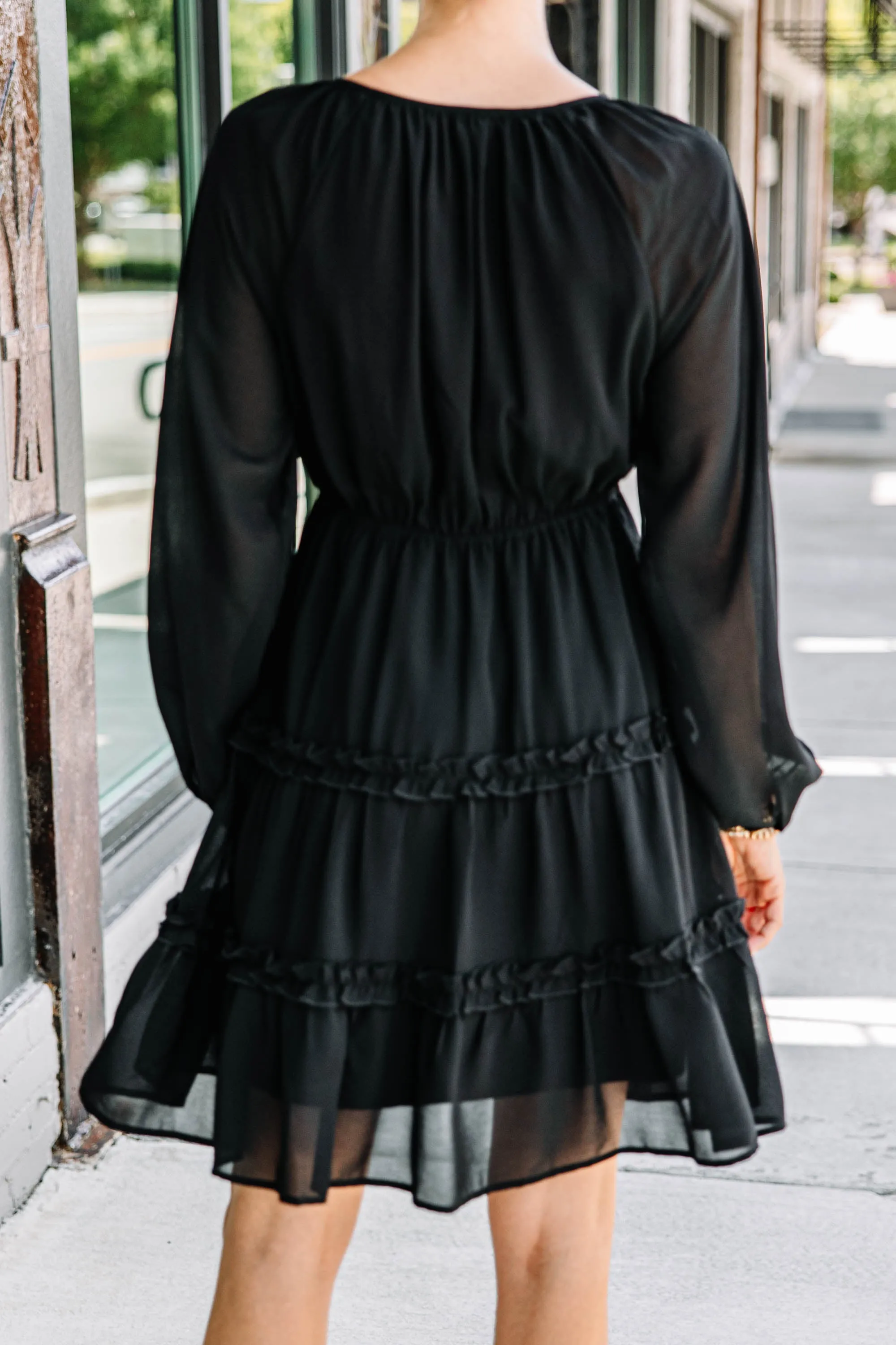 All For Fun Black Ruffled Dress