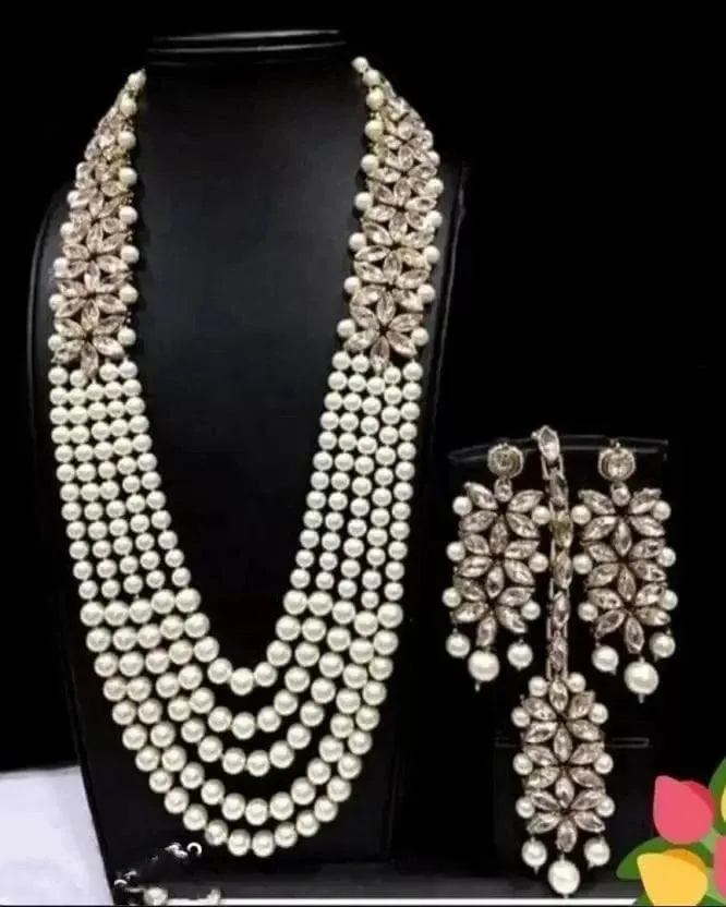 Alloy brass white jewel set | MANATH