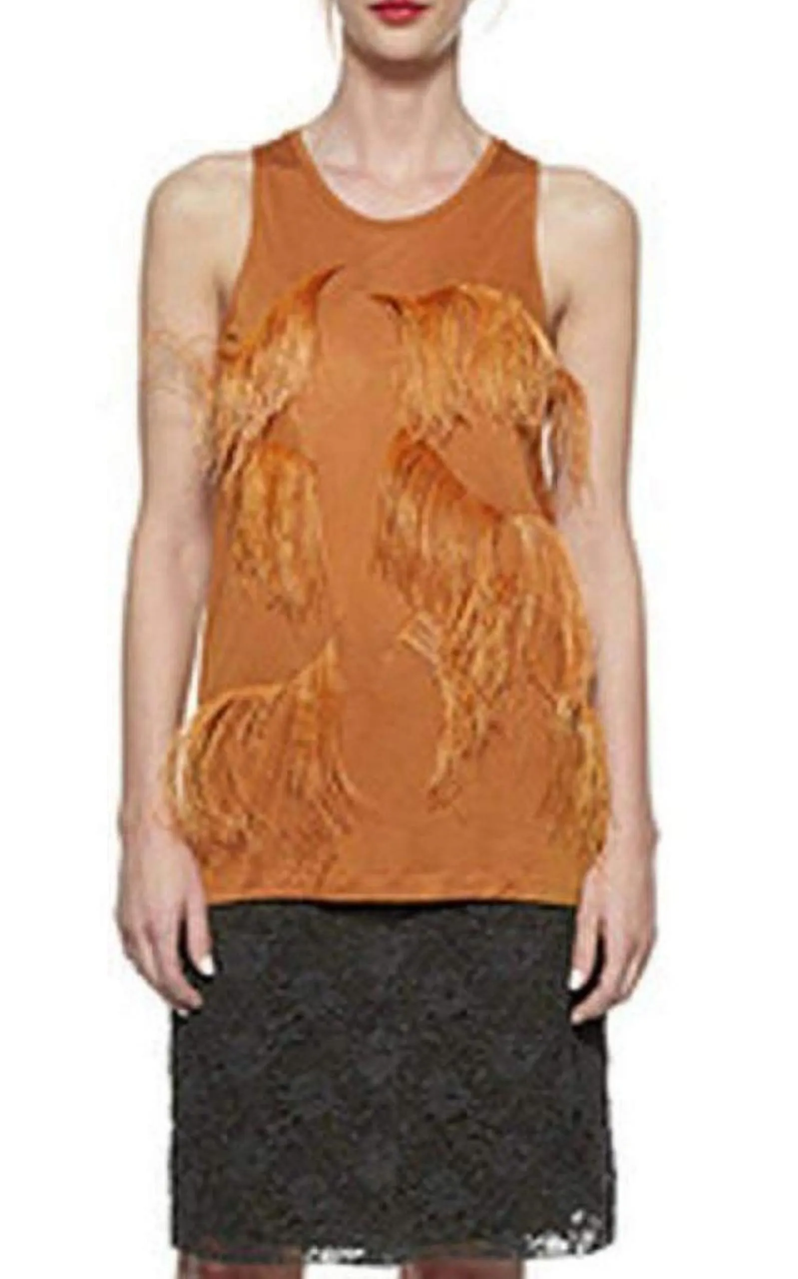 Amber Feather-embellished stretch-jersey top