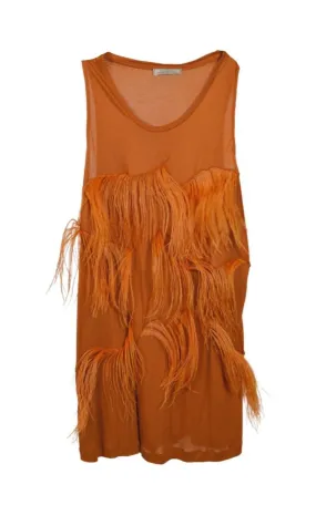 Amber Feather-embellished stretch-jersey top