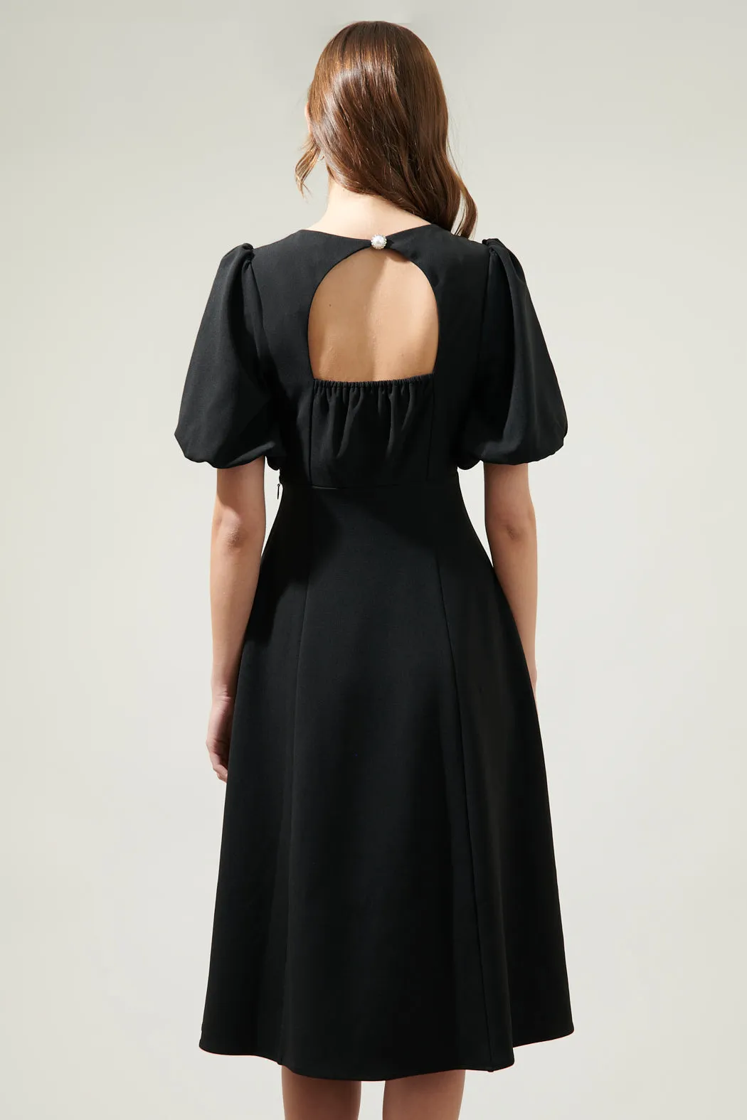 America Puff Sleeve Midi Dress