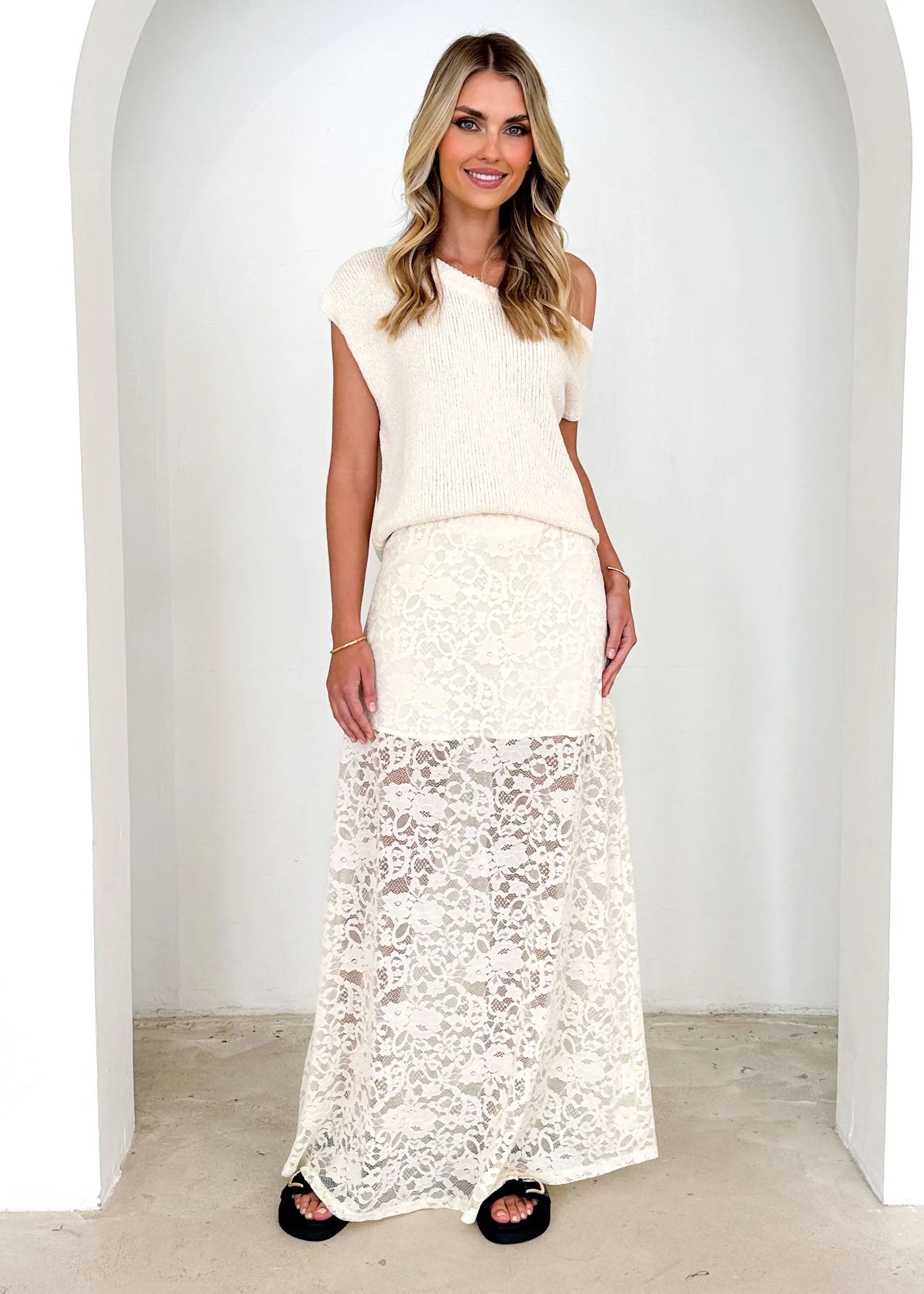 Anita Maxi Skirt - Cream Lace