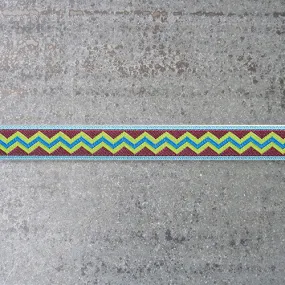 Anna Maria Ribbon : Meander - Folksy - Aqua on Brown