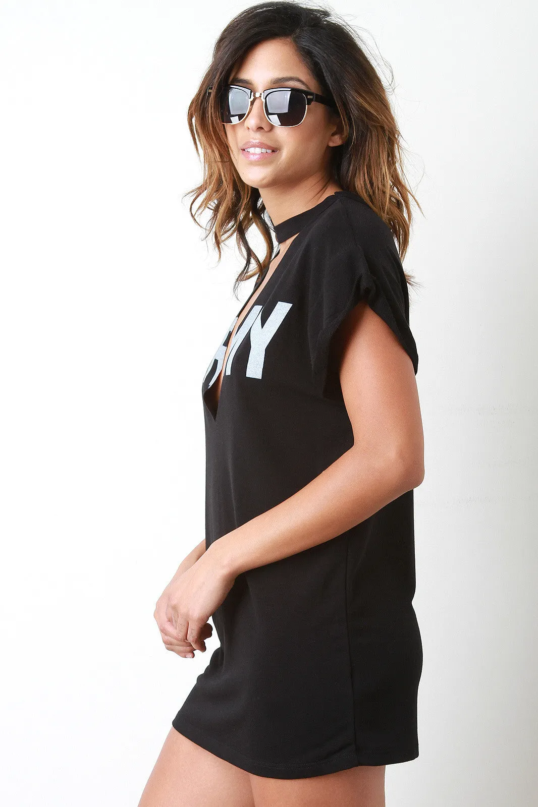 Army V-Keyhole Yoke T-shirt Dress