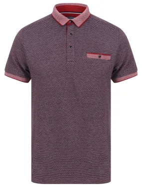 Artillery Cotton Jacquard Polo Shirt with Chest Pocket In Rosewood - Kensington Eastside