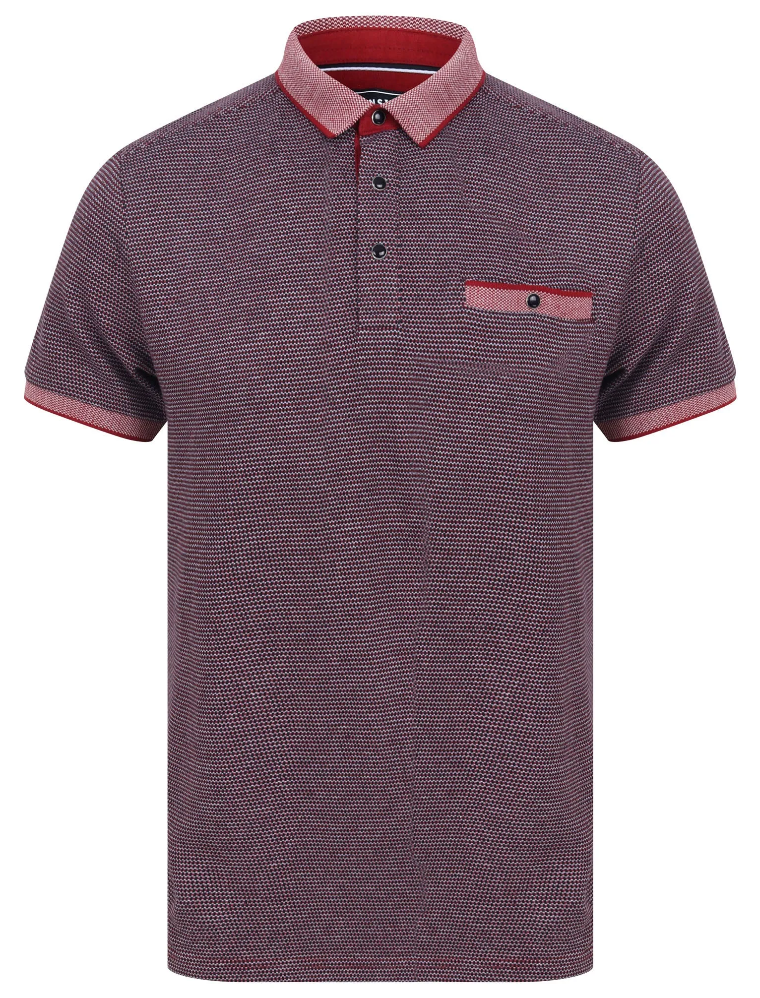 Artillery Cotton Jacquard Polo Shirt with Chest Pocket In Rosewood - Kensington Eastside