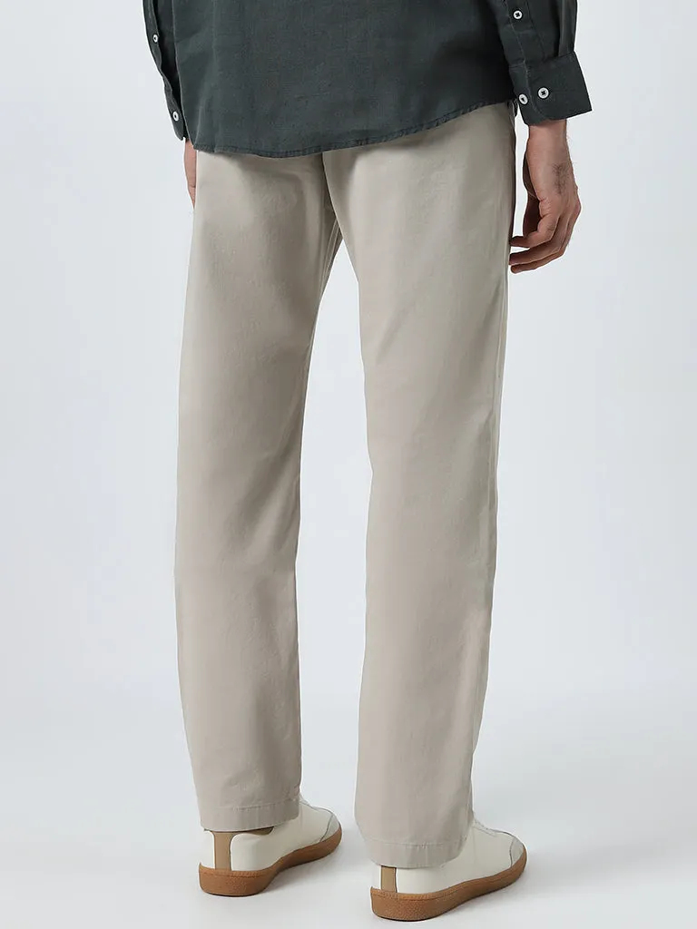 Ascot Beige Relaxed-Fit Mid-Rise Cotton Blend Chinos