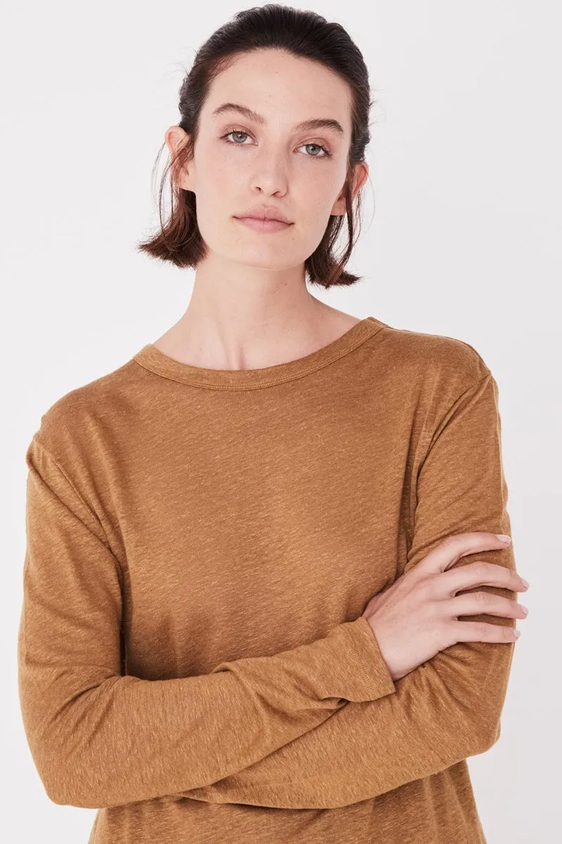 Assembly Label - Mara Linen Long Sleeve Tee - Sepia