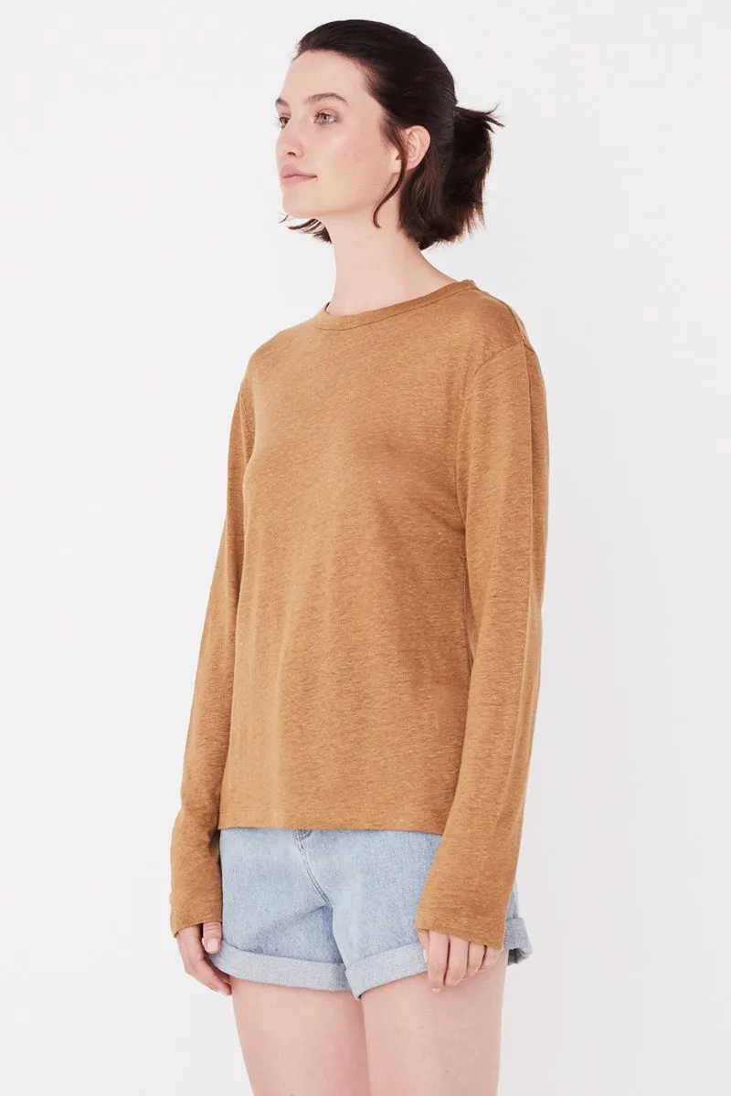 Assembly Label - Mara Linen Long Sleeve Tee - Sepia