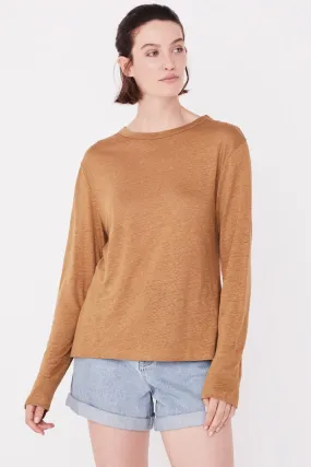 Assembly Label - Mara Linen Long Sleeve Tee - Sepia