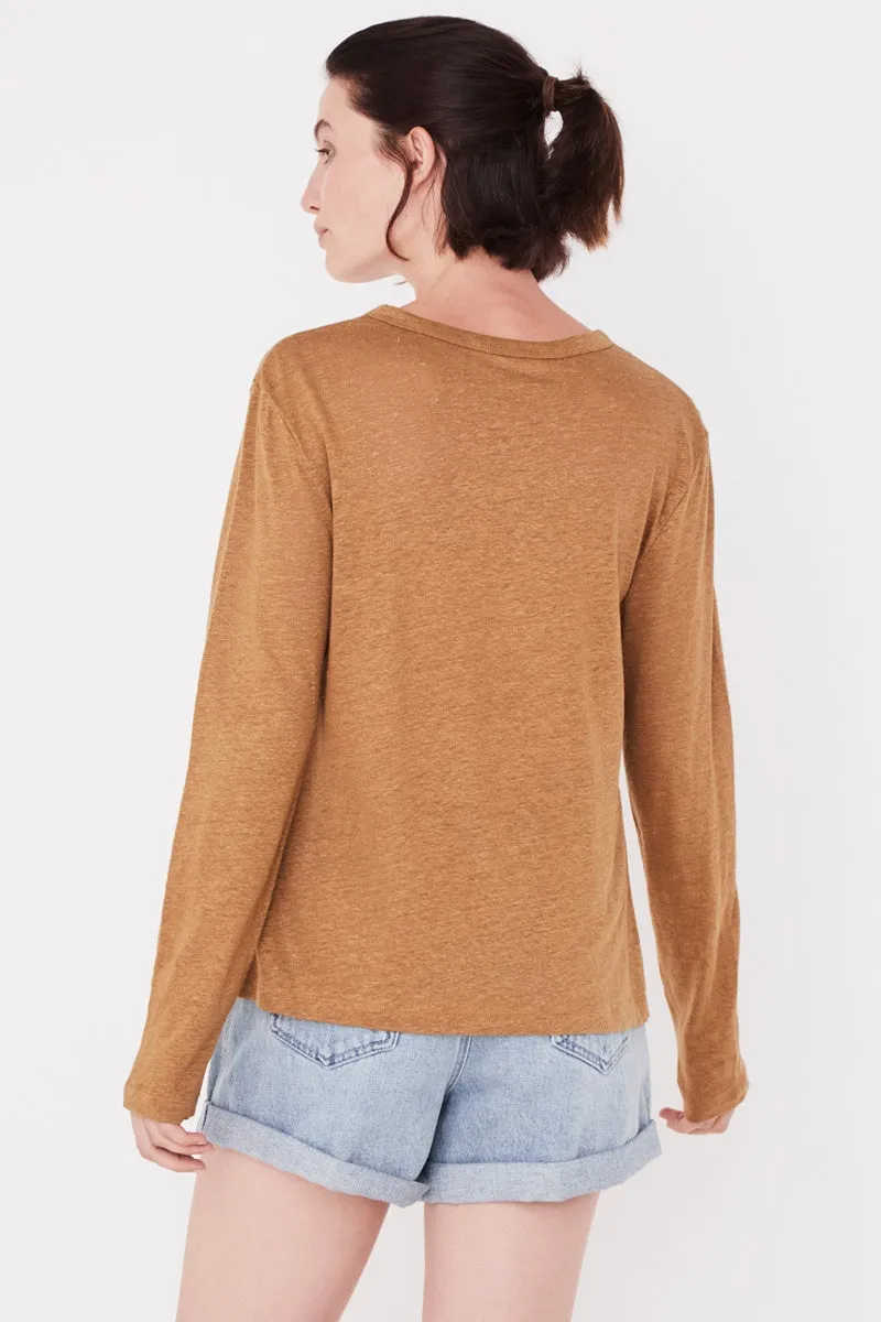 Assembly Label - Mara Linen Long Sleeve Tee - Sepia