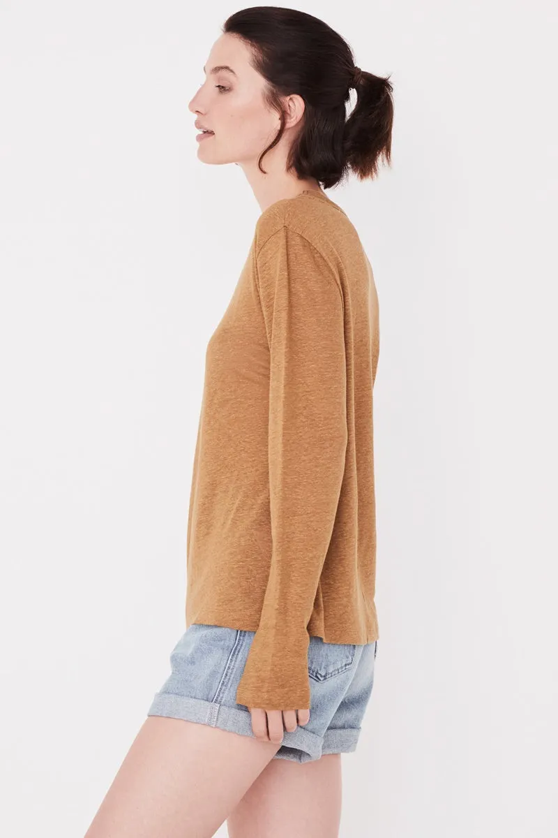 Assembly Label - Mara Linen Long Sleeve Tee - Sepia