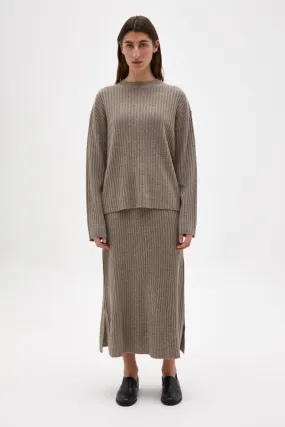 Assembly Label - Wool Cashmere Rib Long Sleeve Knit - Mink Marle