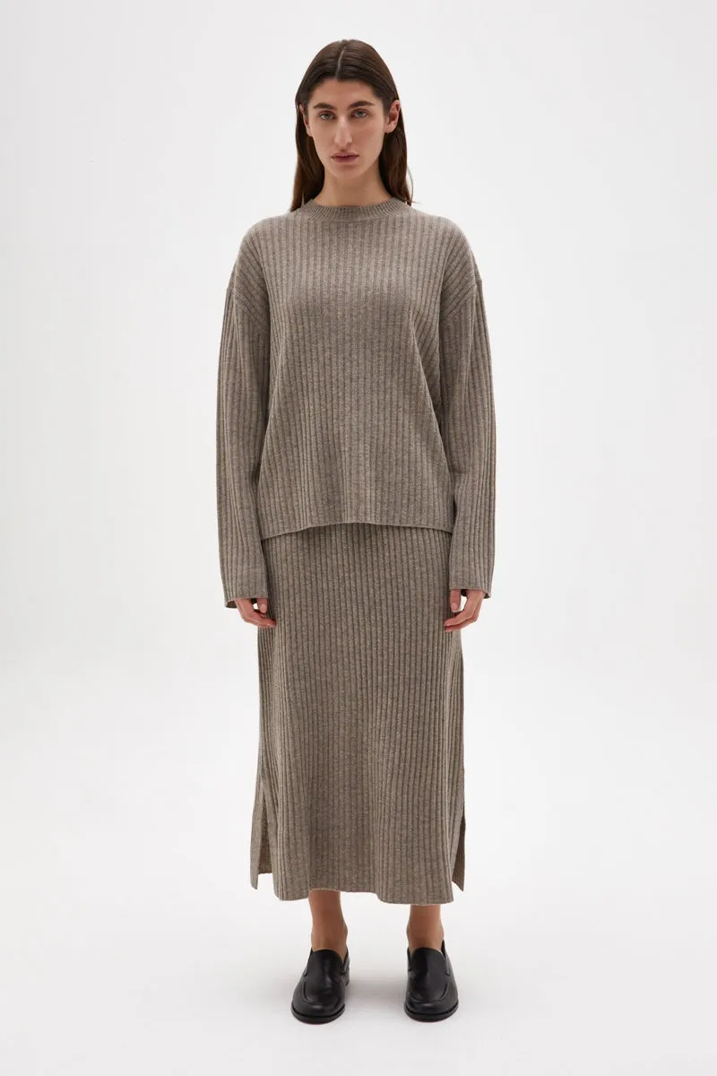 Assembly Label - Wool Cashmere Rib Long Sleeve Knit - Mink Marle