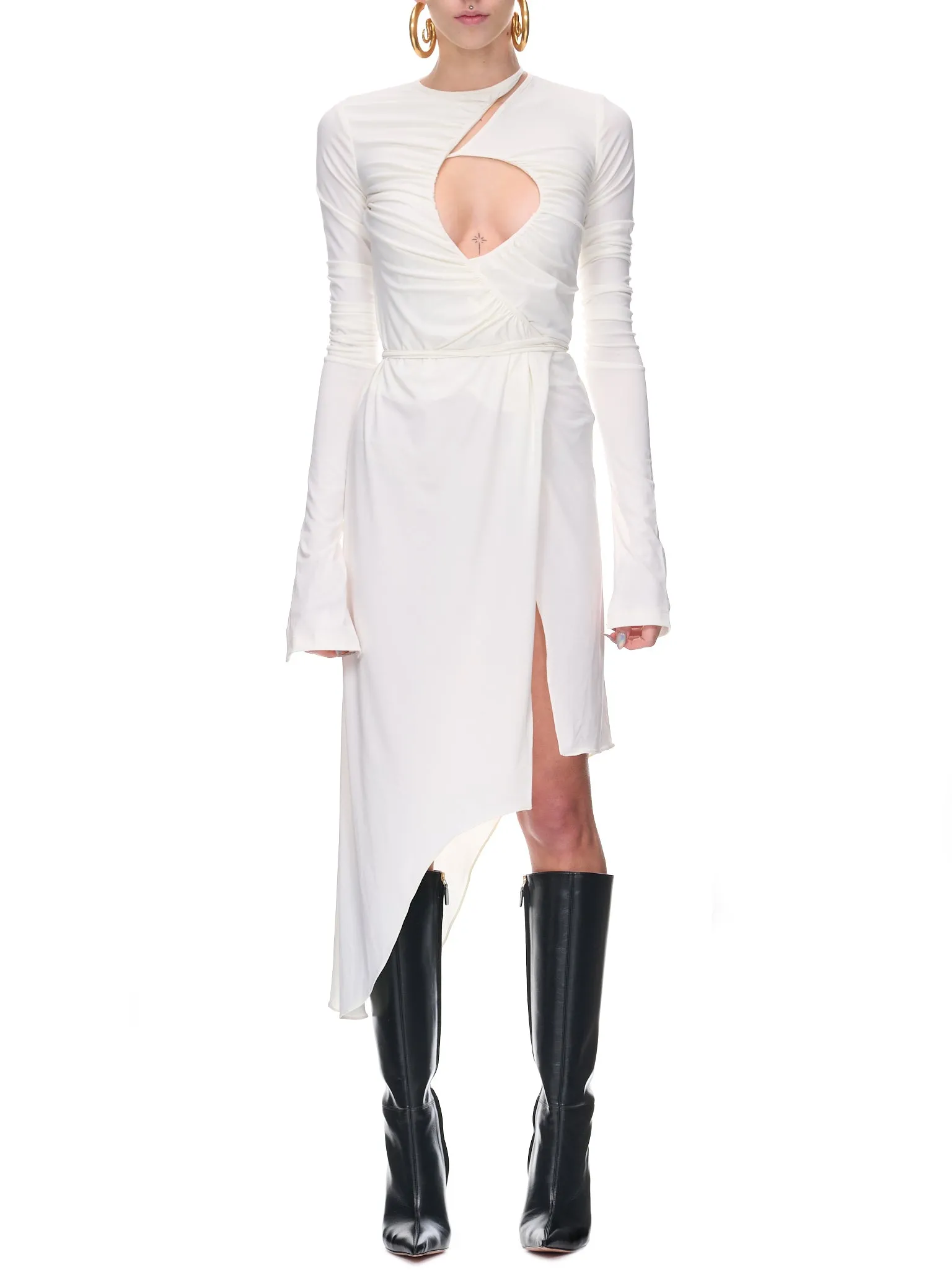 Asymmetric Keyhole Dress (D005-CREAM)