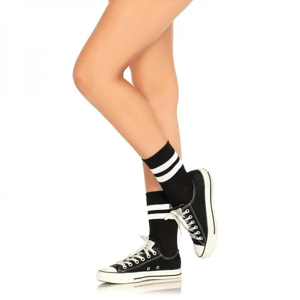 Athletic Striped Anklet Socks O/s Blk/white