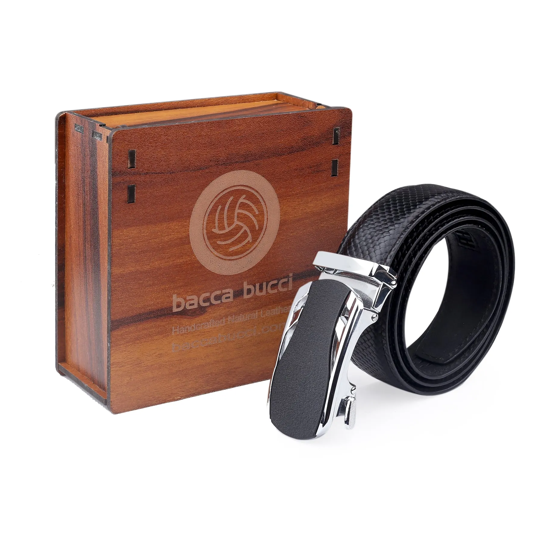 Bacca Bucci Premium Genuine Leather Formal Dress Belts with an Auto Lock Buckle