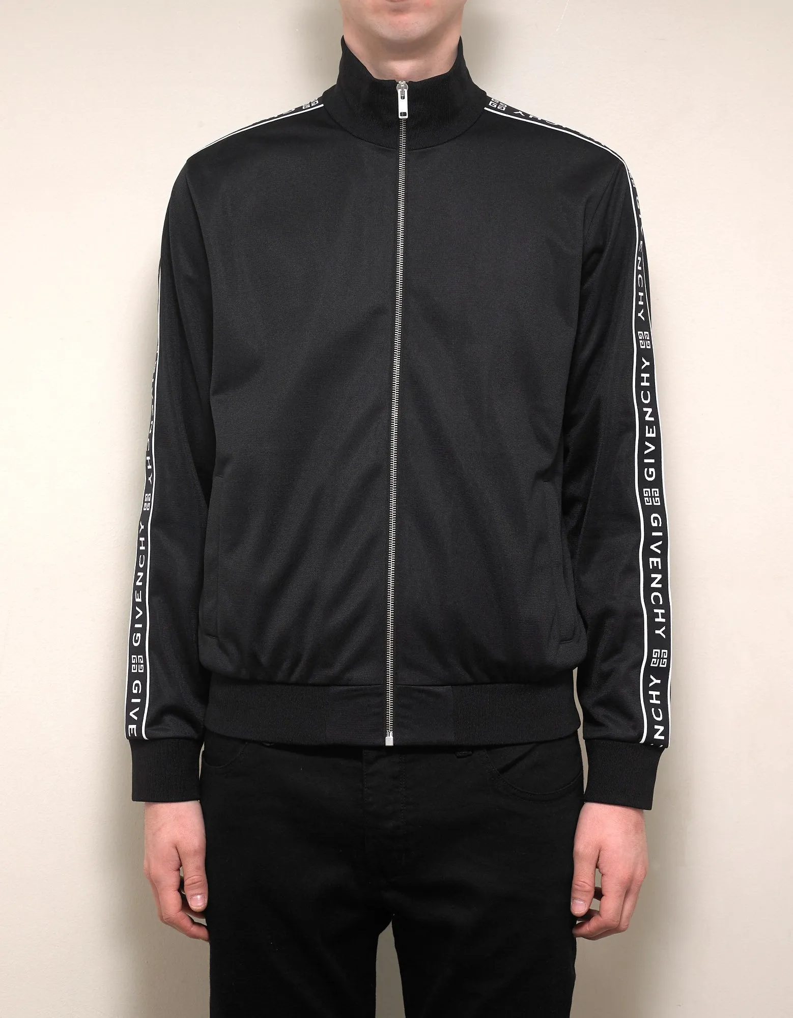 Black 4G Logo Band Zip Track Jacket