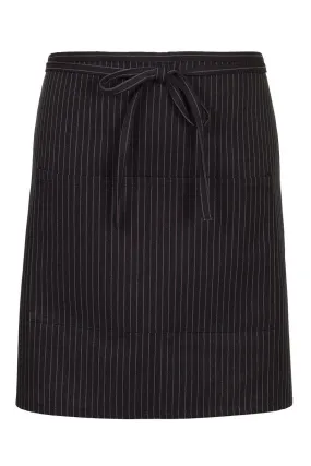 Black & Grey Pinstripe Half Bistro Apron (2 Pockets)